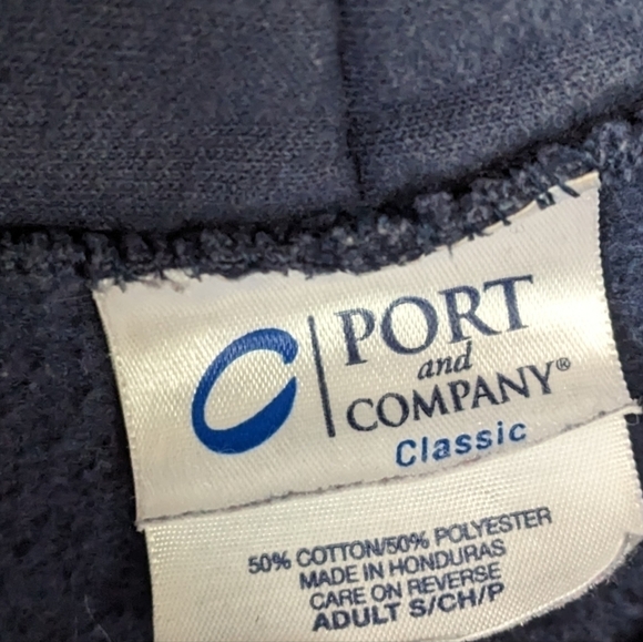 Port & Company Navy Blue Conifer Colorado Hoodie Sweatshirt Unisex Vintage - Picture 4 of 6